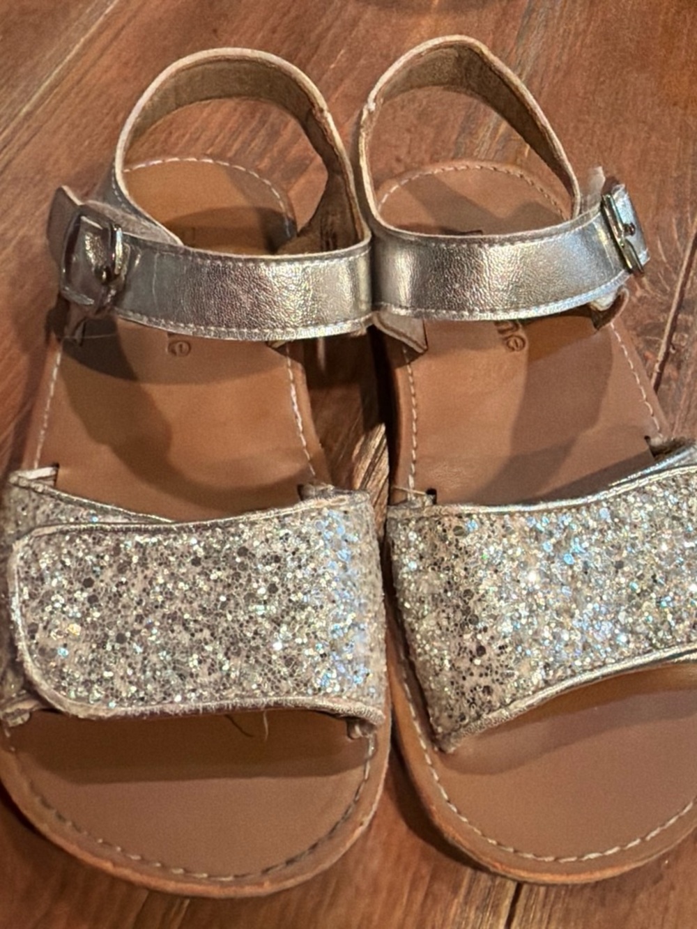 Girls' Silver Glitter Strap Dress Sandals